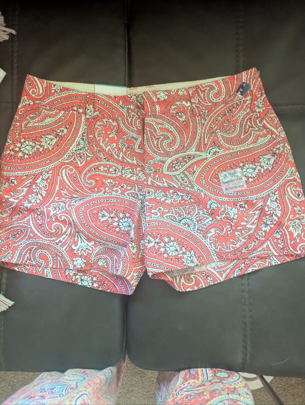 Old Navy Coral Paisley Print Jean Shorts